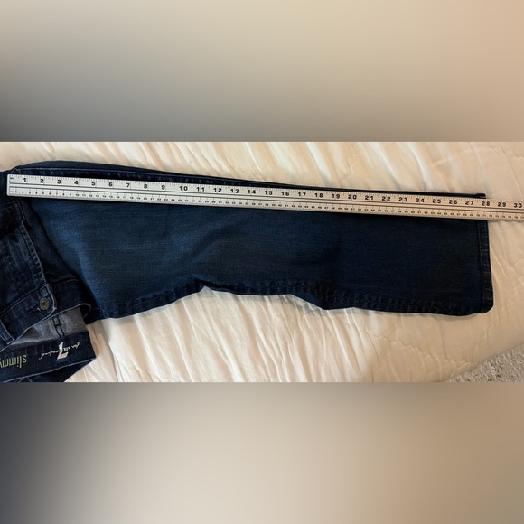 7 For All Mankind Slimmy Men’s Jeans 34x28 Dark Wash Slim Straight Fit Denim - Picture 9 of 12